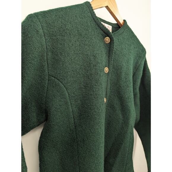 Vintage Tally-Ho 100% Wool Green Cardigan Jacket Gold Buttons Women’s Small - Picture 5 of 12